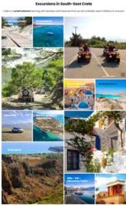 Excursions in South-East Crete Crete is a small universe teeming with beauties and treasures that you will probably need a lifetime to uncover!